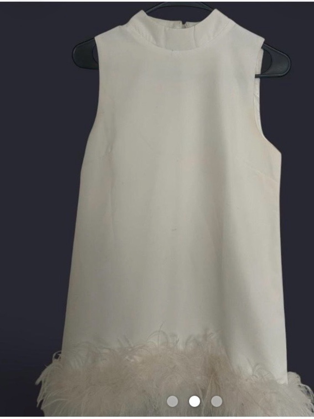 Elegant and Fun White Feather-Hem Dress